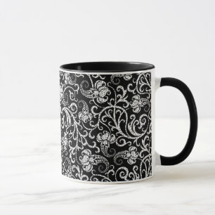 Süßes schwarzes Dalmatiner-Blumendesign Tasse