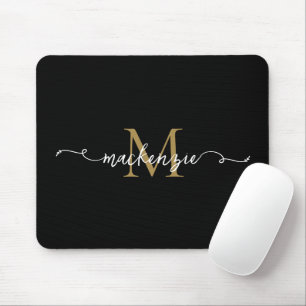 Süßes schwarzes Goldschrift-Typografie-Monogramm Mousepad