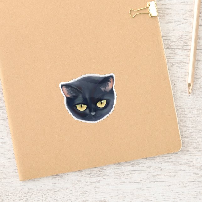 Süßes schwarzes Katzen-Gesicht Aufkleber (Notizbuch)