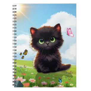 Süßes schwarzes Katzen-Spiralnotizbuch Notizblock