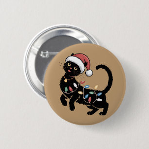 Süßes schwarzes Katzenliebhaber-Weihnachts-Mutter- Button