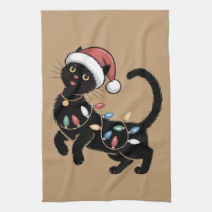 Süßes schwarzes Katzenliebhaber-Weihnachtsmutter-G Geschirrtuch