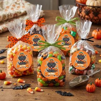 Süßes schwarzes Lab Halloween-Kürbis personalisier Runder Aufkleber