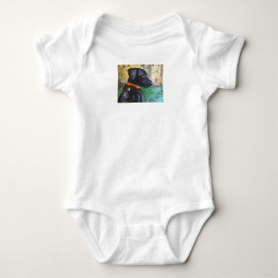 Süßes schwarzes Labrador-Baby-T-Shirt durch Baby Strampler