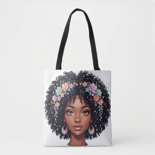 Süßes Schwarzes Mädchen mit Blumenkrone Afro (Vorderseite)