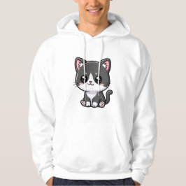 Süßes schwarzes weißes Chibi Kätzchen Hoodie
