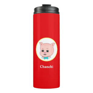 Süßes Schwein Cartoon Thermosbecher