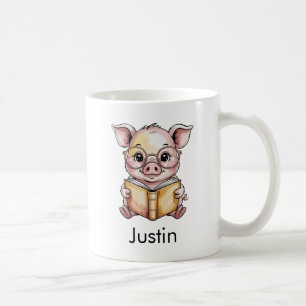 Süßes Schwein, das ein Buch liest, individuell ang Kaffeetasse