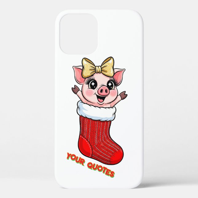 Süßes Schwein im Weihnachtsstrumpf Case-Mate iPhone Hülle (Rückseite)