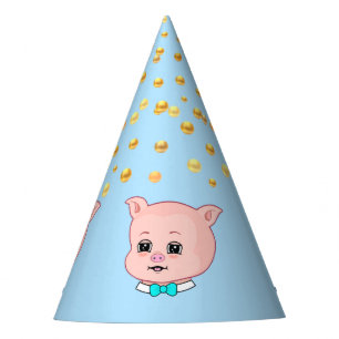 Süßes Schwein & Konfetti Partyhütchen