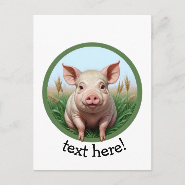 süßes Schwein mit deinem Text Postkarte (Vorderseite)