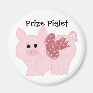 Süßes Schwein mit rosa Band Magnet
