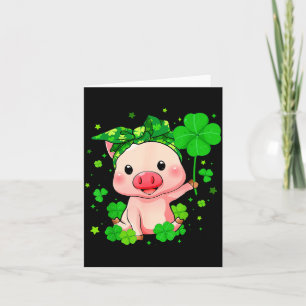 Süßes Schwein mit Shamrock St. Patrick's Day Kinde Karte