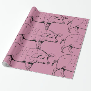 Süßes Schwein Vintage-Illustration Fleischstücke Geschenkpapier