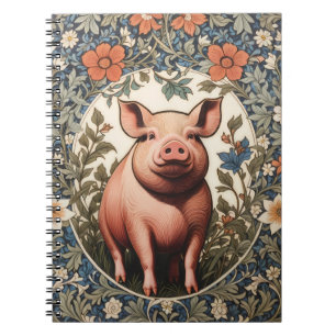 Süßes Schwein William Morris Inspiriert Notizblock