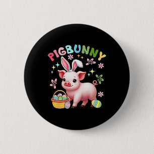 Süßes Schweinchen-Hasen-Cosplay Ostereiersuche Ost Button