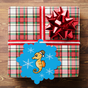 Süßes Seepferdchen Weihnachten Schneeflocke Urlaub Ornament Karte