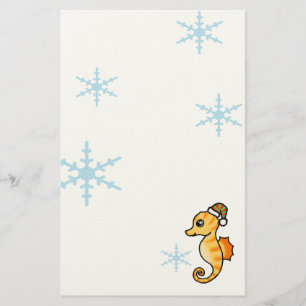 Süßes Seepferdchen Winter-Schneeflocke Urlaub  Briefpapier