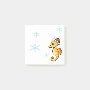 Süßes Seepferdchen Winter-Schneeflocke Urlaub Post-it Klebezettel