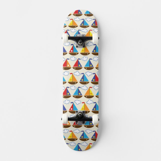 Süßes Segelboot-Muster 2 Skateboard (Vorderseite)