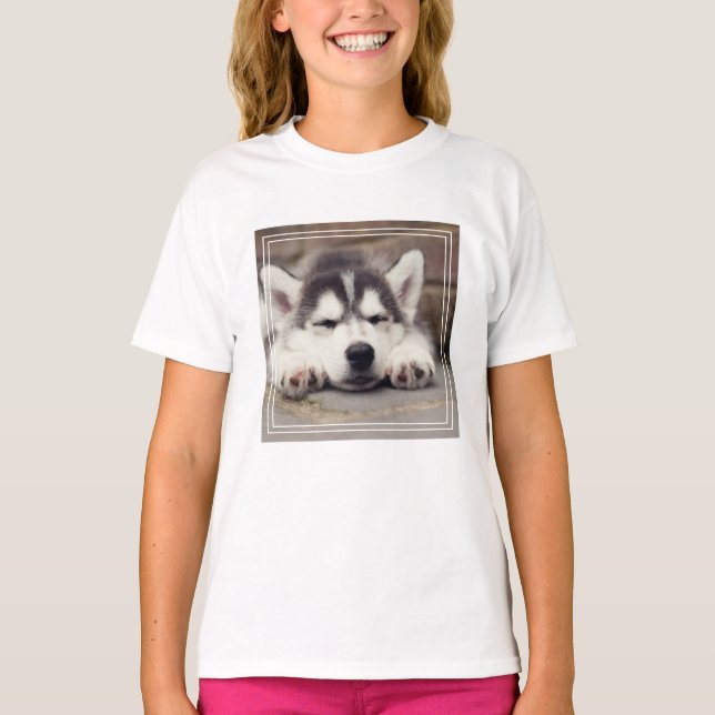 Süßes Sibirisches Husky Welpenschläfchen T-Shirt (Vorderseite)