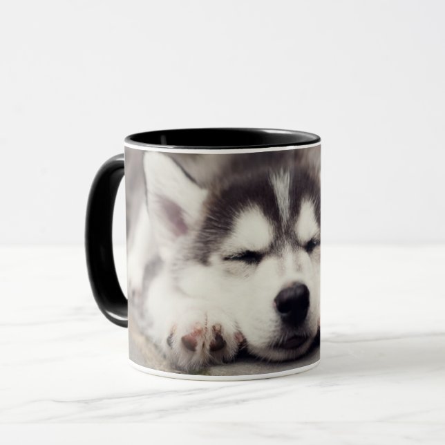 Süßes Sibirisches Husky Welpenschläfchen Tasse (Vorderseite Links)