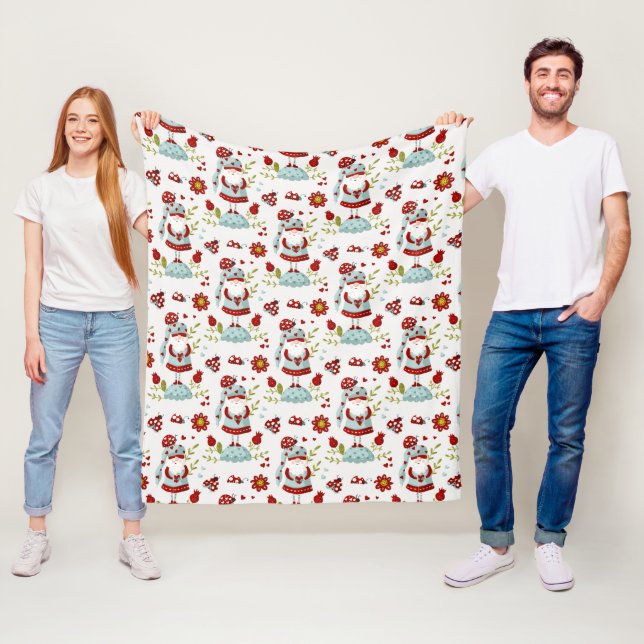 Süßes skandinavisches Gnom-Blumenmuster Fleecedecke (Beispiel)