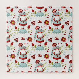 Süßes skandinavisches Gnom-Blumenmuster Puzzle