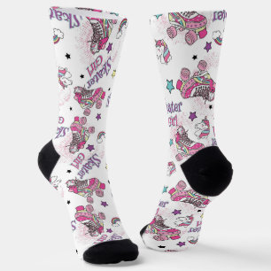 Süßes Skater Mädchen Einhorn Rollschuh Muster Socken