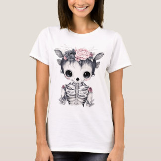 Süßes Skelett-Hirsch-T-Shirt mit gruseliger Cute-Ä T-Shirt