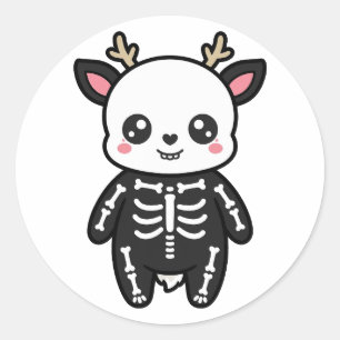 Süßes Skelett Reh Halloween Runder Aufkleber