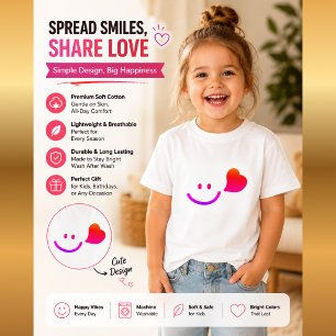 Süßes Smiley-Gesicht mit Herz – Minimalistische Fr T-Shirt