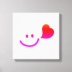 Süßes Smiley-Gesicht mit Herz – Minimalistische gl Leinwanddruck