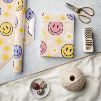 Süßes Smiley-Muster-Geschenkpapier-Verpackungsstil Geschenkpapier