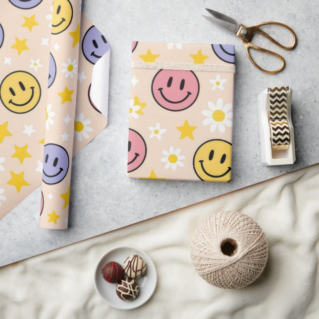 Süßes Smiley-Muster-Geschenkpapier-Verpackungsstil Geschenkpapier (Kunsthandwerk)