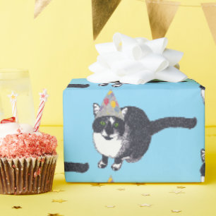 Süßes Smoking-Geburtstags-Katzen-Geschenkpapier Geschenkpapier