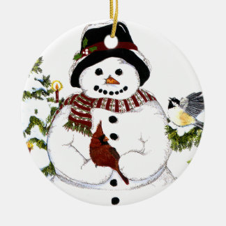 Süßes snowlady und Kardinal, Chickadeeverzierung Keramik Ornament
