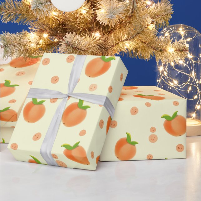 Süßes Sommer-Pfirsich-Muster Geschenkpapier (Feiertage)