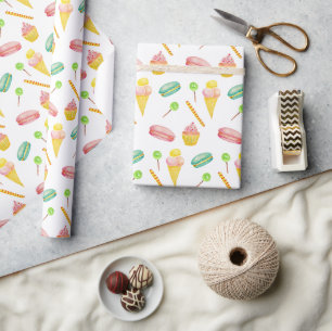 Süßes Sommerbonbon-Wasserfarbmuster Geschenkpapier