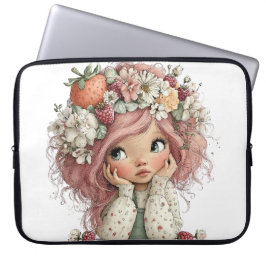 SÜßES SOMMERMÄDCHEN MIT BLUMEN UND FRÜCHTEN LAPTOPSCHUTZHÜLLE