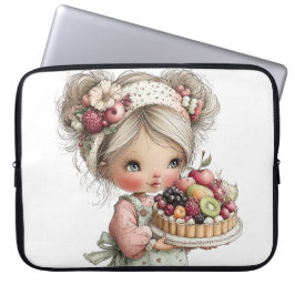 SÜßES SOMMERMÄDCHEN MIT BLUMEN UND FRÜCHTEN LAPTOPSCHUTZHÜLLE