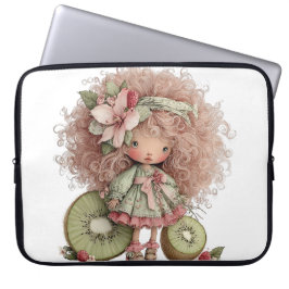 SÜßES SOMMERMÄDCHEN MIT BLUMEN UND FRÜCHTEN LAPTOPSCHUTZHÜLLE