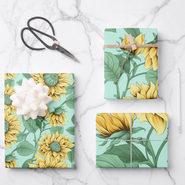 Süßes Sonnenblumenpapier Geschenkpapier Set (Vorderseite)