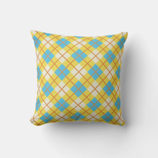 Süßes sonniges Gelb und blaues Argyle-Muster Kissen