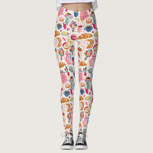 Süßes Sonntagmorgen-Frühstücksmuster Kaffee-Croi Leggings
