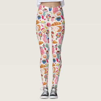 Süßes Sonntagmorgen-Frühstücksmuster | Kaffee-Croi Leggings
