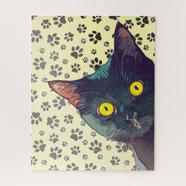 Süßes spähendes Katzen-Design-Puzzle Puzzle (Vertikal)