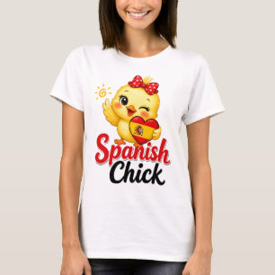 Süßes spanisches Küken mit Spanienflagge-Design T-Shirt