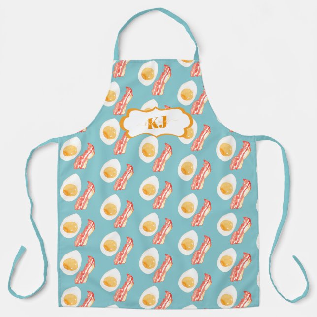 Süßes Speck- und Eiermuster | Monogramm Schürze (Vorderseite)