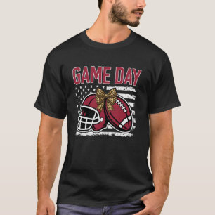 Süßes Spieltags-Football-Schleife Rot für Mutti Ma T-Shirt